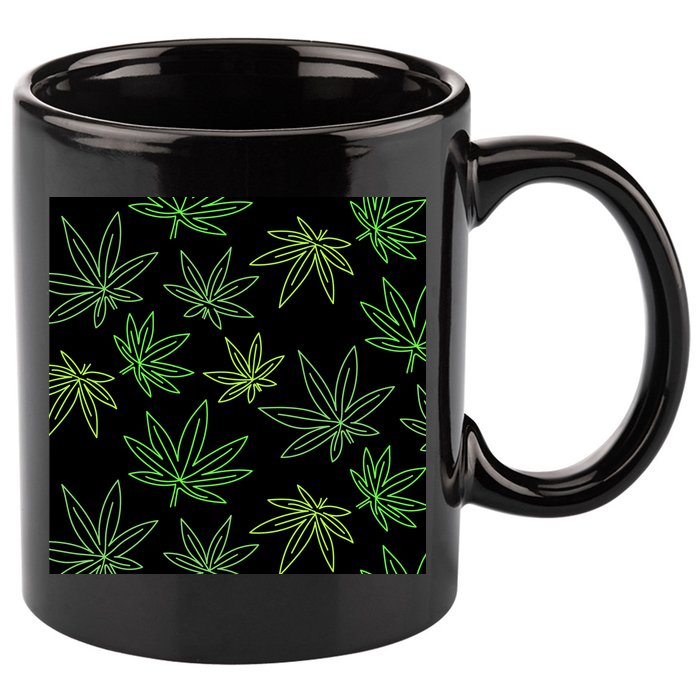 Cannabis Pattern 11oz C Handle Ceramic Mug