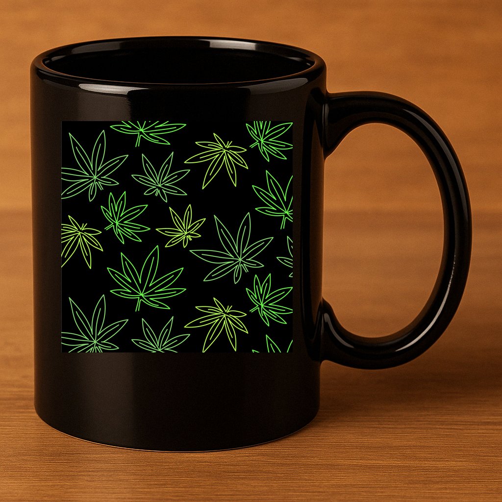 Cannabis Pattern 11oz C Handle Ceramic Mug