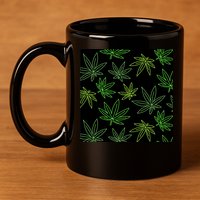 Cannabis Pattern 11oz C Handle Ceramic Mug