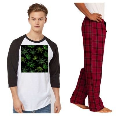 Cannabis Pattern Raglan Sleeve Pajama Set