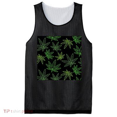 Cannabis Pattern Mesh Reversible Basketball Jersey Tank