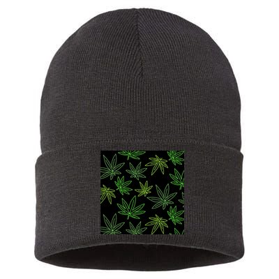Cannabis Pattern Sustainable Knit Beanie