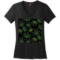 Cannabis Pattern Women's V-Neck T-Shirt