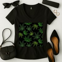 Cannabis Pattern Women's V-Neck T-Shirt