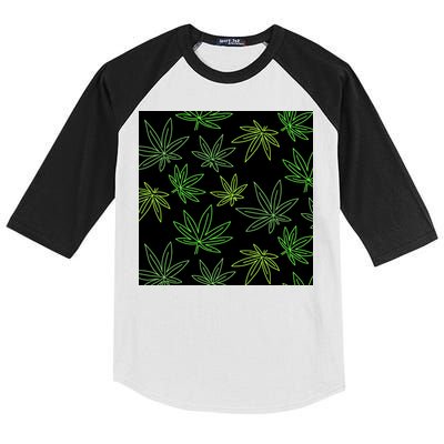 Cannabis Pattern Kids Colorblock Raglan Jersey