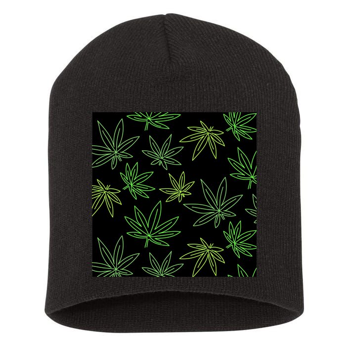 Cannabis Pattern Short Acrylic Beanie