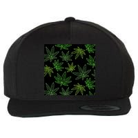 Cannabis Pattern Wool Snapback Cap
