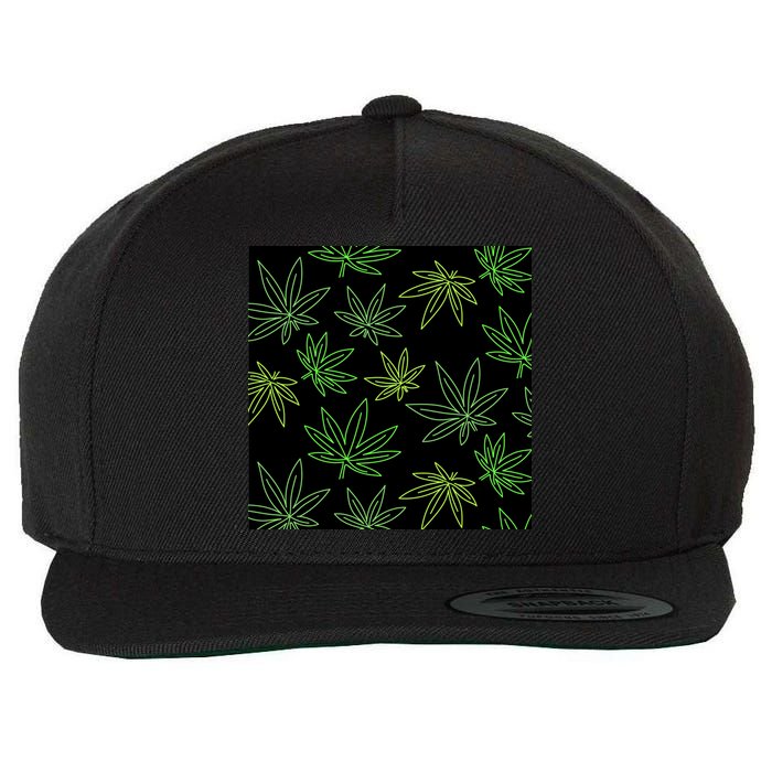 Cannabis Pattern Wool Snapback Cap