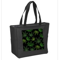 Cannabis Pattern Zip Tote Bag