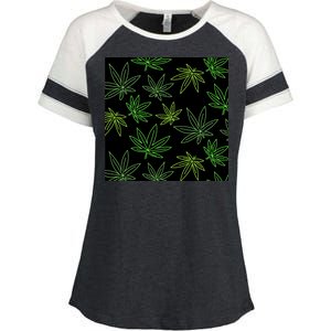 Cannabis Pattern Enza Ladies Jersey Colorblock Tee