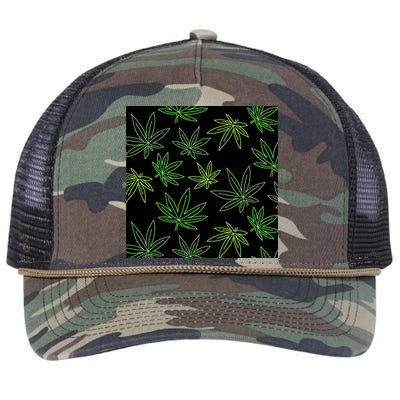 Cannabis Pattern Retro Rope Trucker Hat Cap