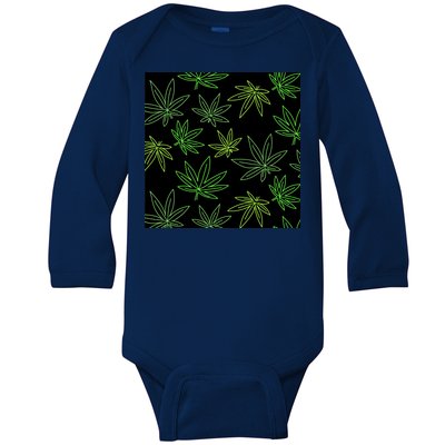 Cannabis Pattern Baby Long Sleeve Bodysuit