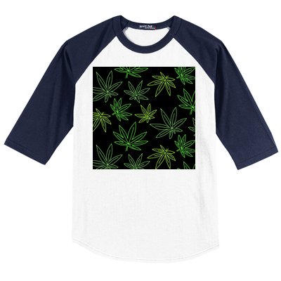 Cannabis Pattern Baseball Sleeve Shirt