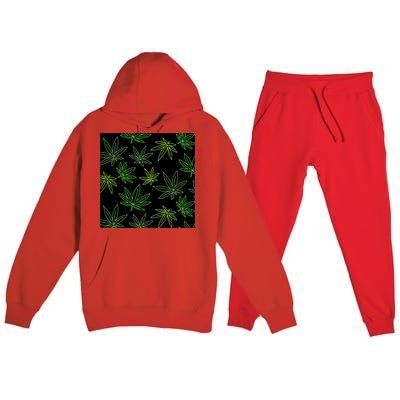 Cannabis Pattern Premium Hooded Sweatsuit Set