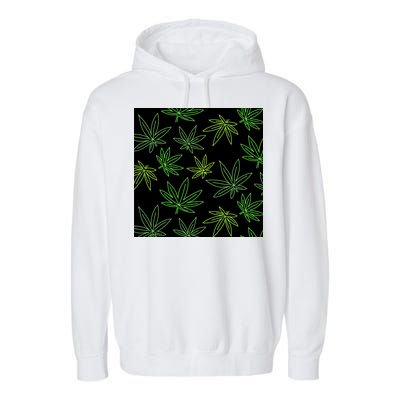 Cannabis Pattern Garment-Dyed Fleece Hoodie