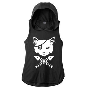 Cute pirate cat funny Ladies PosiCharge Tri-Blend Wicking Draft Hoodie Tank