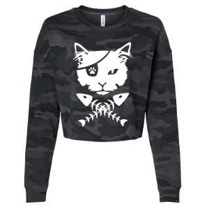 Cute pirate cat funny Cropped Pullover Crew