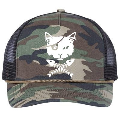 Cute pirate cat funny Retro Rope Trucker Hat Cap