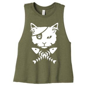 Cute pirate cat funny Women's Racerback Cropped Tank