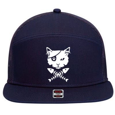 Cute pirate cat funny 7 Panel Mesh Trucker Snapback Hat