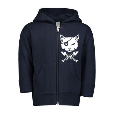 Cute pirate cat funny Toddler Zip Fleece Hoodie