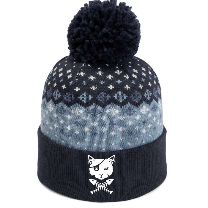 Cute pirate cat funny The Baniff Cuffed Pom Beanie