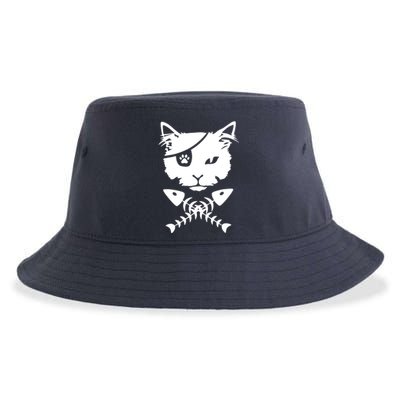 Cute pirate cat funny Sustainable Bucket Hat