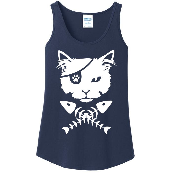 Cute pirate cat funny Ladies Essential Tank