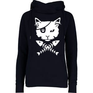 Cute pirate cat funny Womens Funnel Neck Pullover Hood