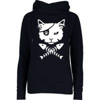 Cute pirate cat funny Womens Funnel Neck Pullover Hood