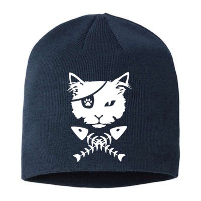 Cute pirate cat funny Sustainable Beanie