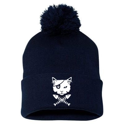 Cute pirate cat funny Pom Pom 12in Knit Beanie