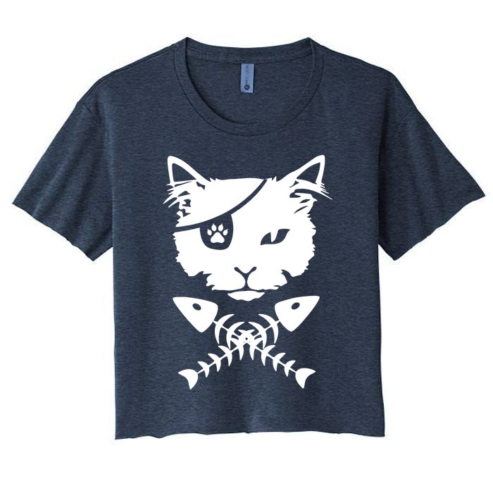 Cute pirate cat funny Women's Crop Top Tee