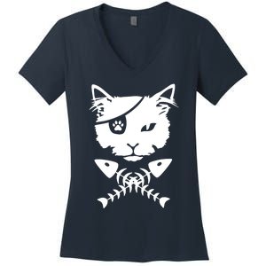 Cute pirate cat funny Women's V-Neck T-Shirt