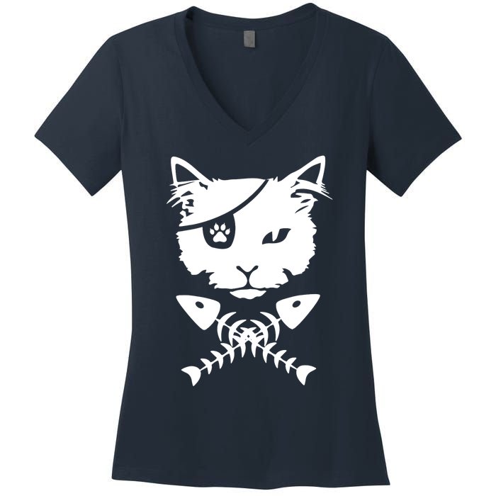 Cute pirate cat funny Women's V-Neck T-Shirt