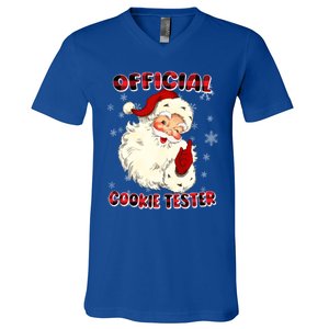 Christmas Plaid Cookie Tester Santa Hat Gift V-Neck T-Shirt