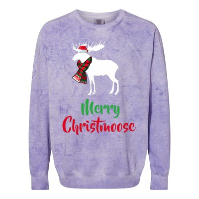 Christmas Pajama Christmas Moose Santa Hat Colorblast Crewneck Sweatshirt