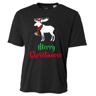 Christmas Pajama Christmas Moose Santa Hat Cooling Performance Crew T-Shirt