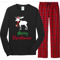 Christmas Pajama Christmas Moose Santa Hat Long Sleeve Pajama Set