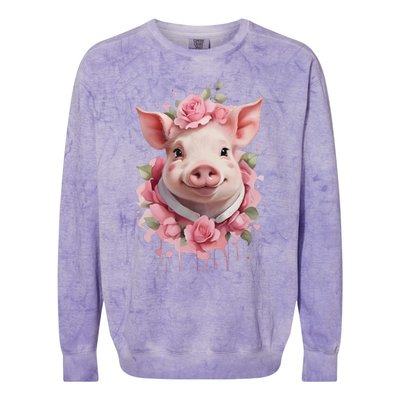 Cute Pig Colorblast Crewneck Sweatshirt