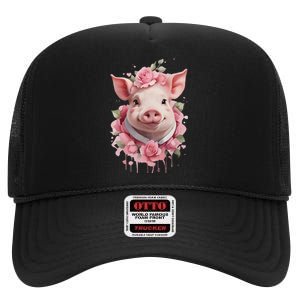 Cute Pig High Crown Mesh Back Trucker Hat