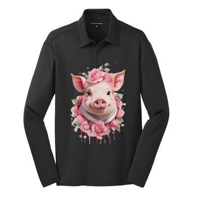 Cute Pig Silk Touch Performance Long Sleeve Polo