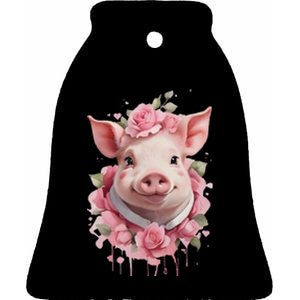 Cute Pig Ceramic Bell Ornament