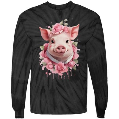 Cute Pig Tie-Dye Long Sleeve Shirt