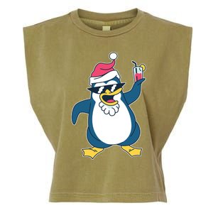 Christmas Penguin Cheers Gift Garment-Dyed Women's Muscle Tee