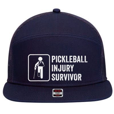 Cool Pickleball Coach With Saying Pickleball Injury Survivor 7 Panel Mesh Trucker Snapback Hat