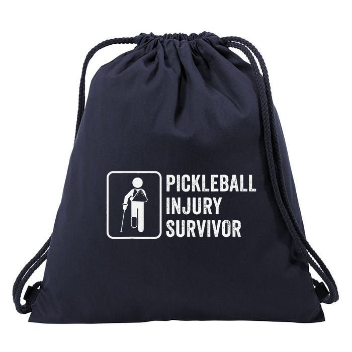 Cool Pickleball Coach With Saying Pickleball Injury Survivor Drawstring Bag