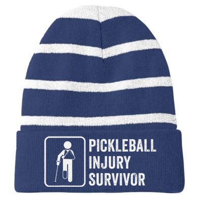 Cool Pickleball Coach With Saying Pickleball Injury Survivor Striped Beanie with Solid Band