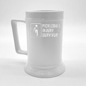 Cool Pickleball Coach With Saying Pickleball Injury Survivor Beer Stein