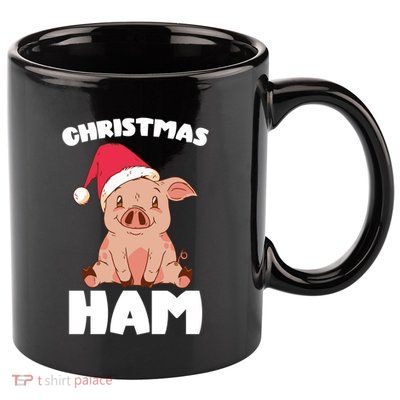 Christmas Pig Christmas Ham Cute Santa Pig Funny Christmas Gift 11oz C Handle Ceramic Mug